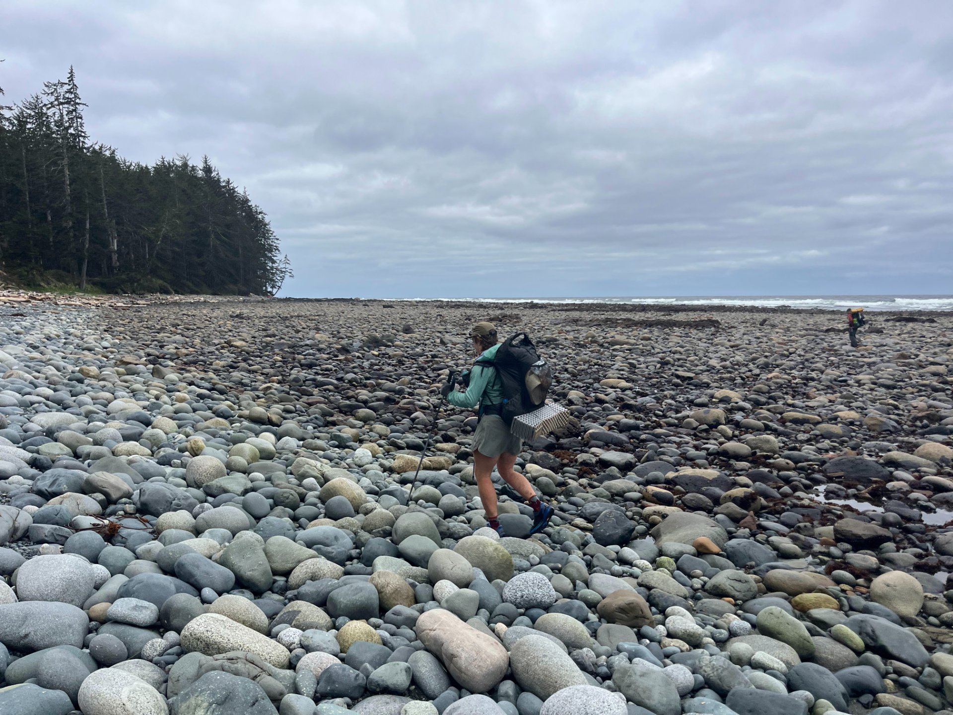 Slow going on rocky beach