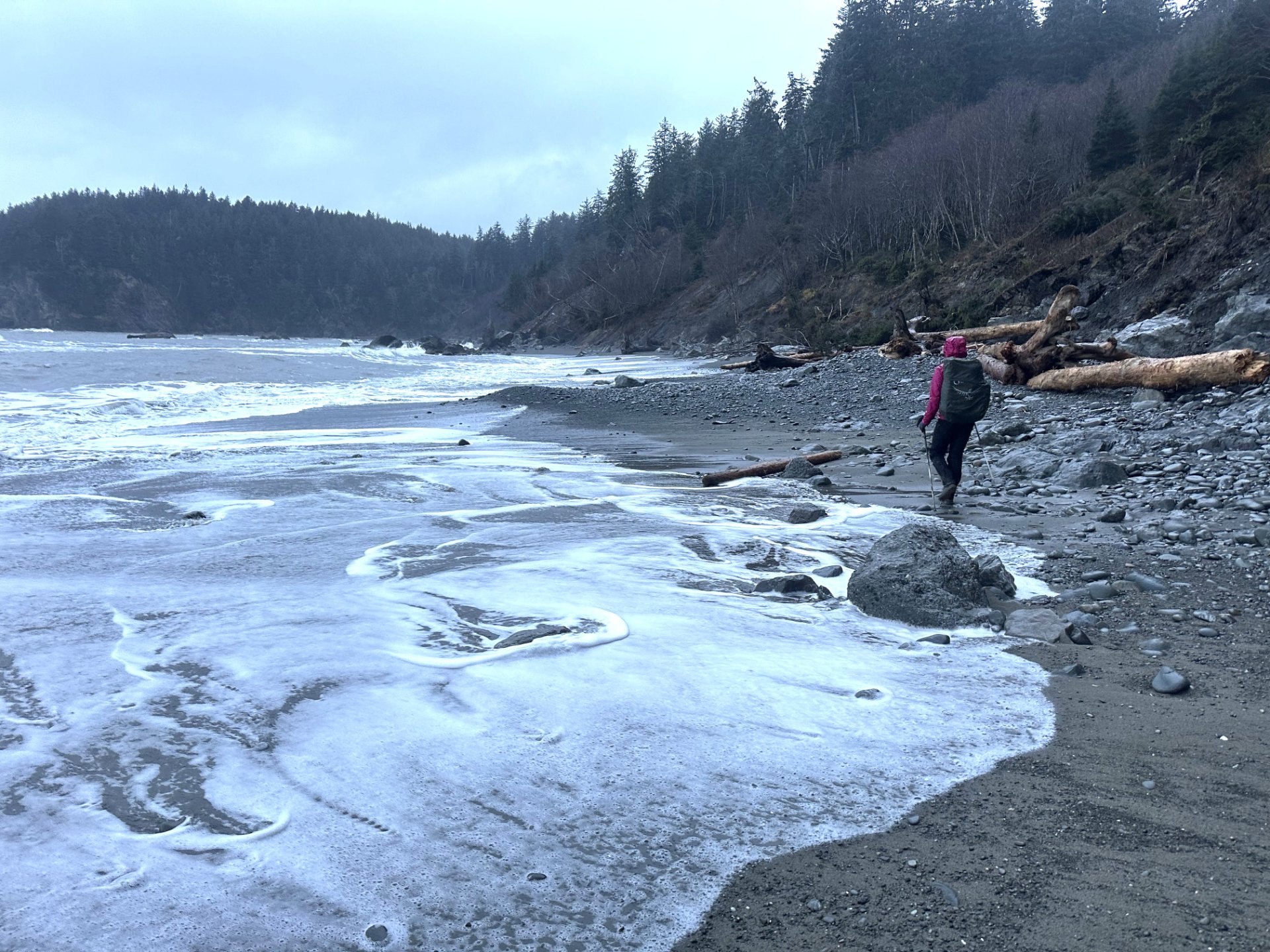 Hiking out on a rainy morning