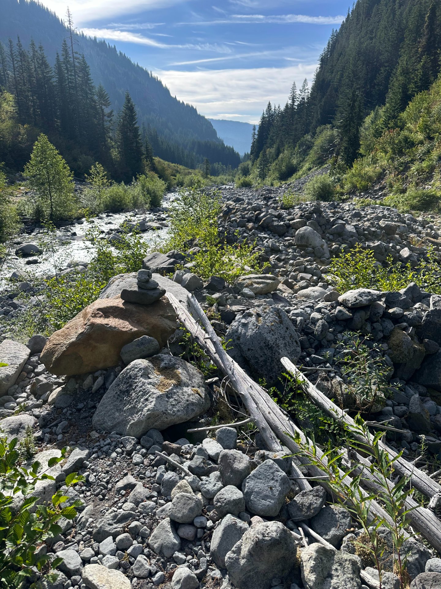 Detour through scree and river rock