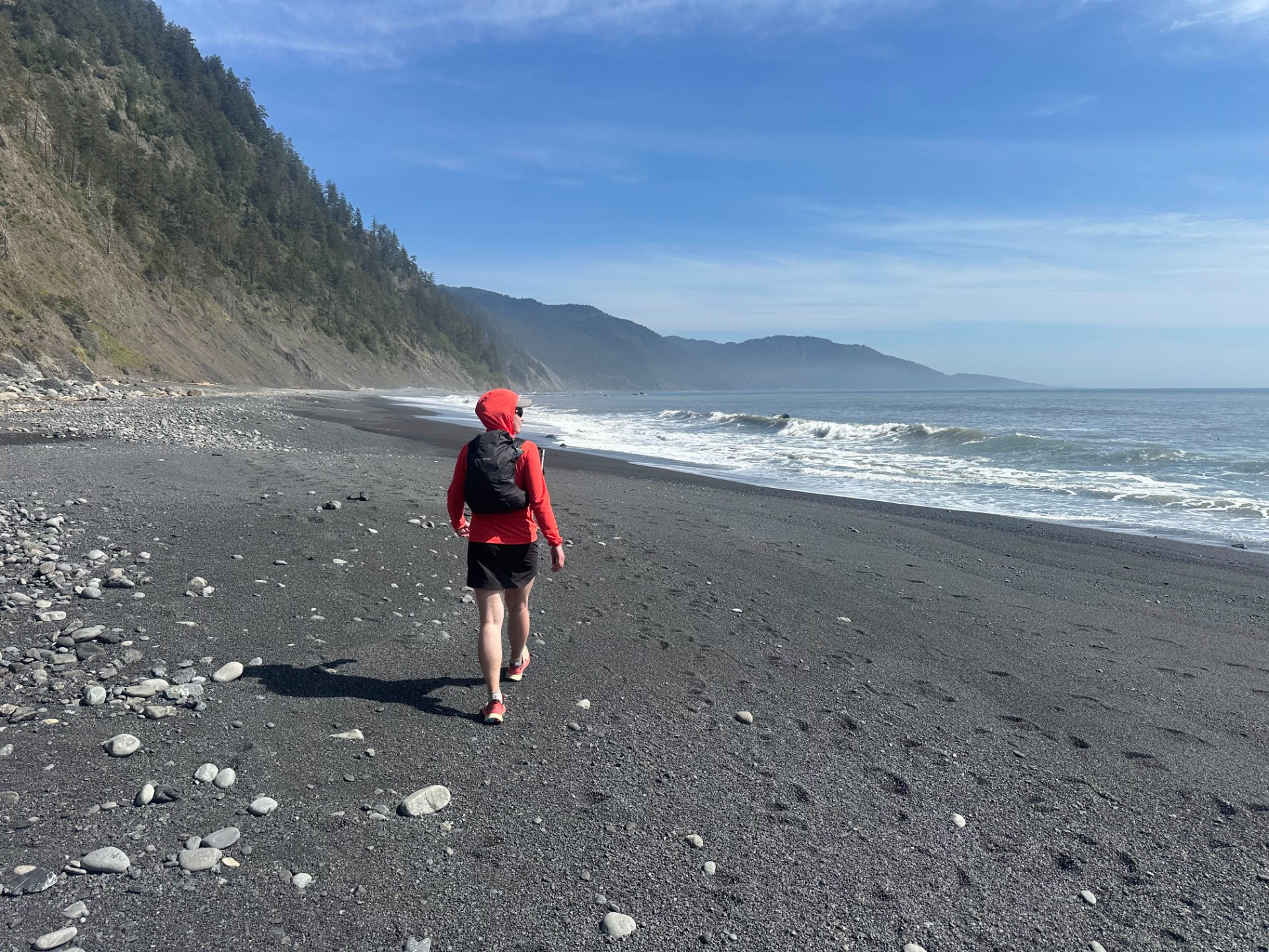 Finishing up the trail with Shelter Cove in the distance