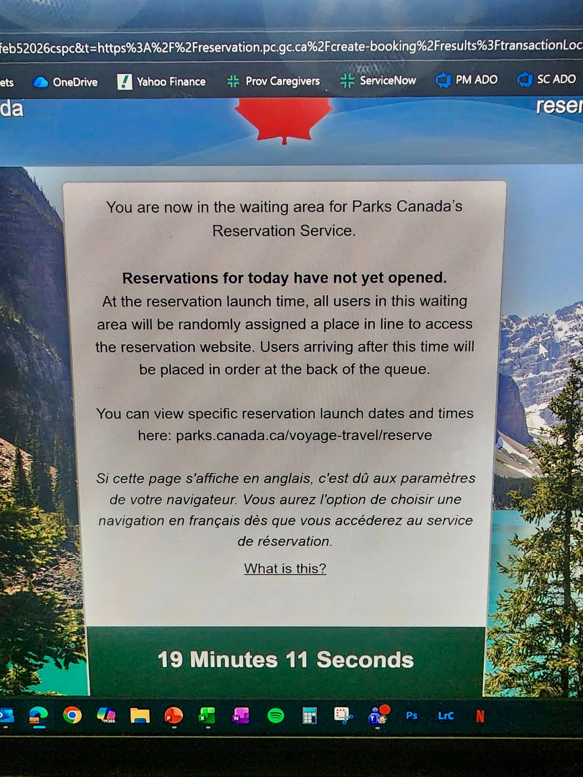 Parks Canada Virtual Waiting Area Screen